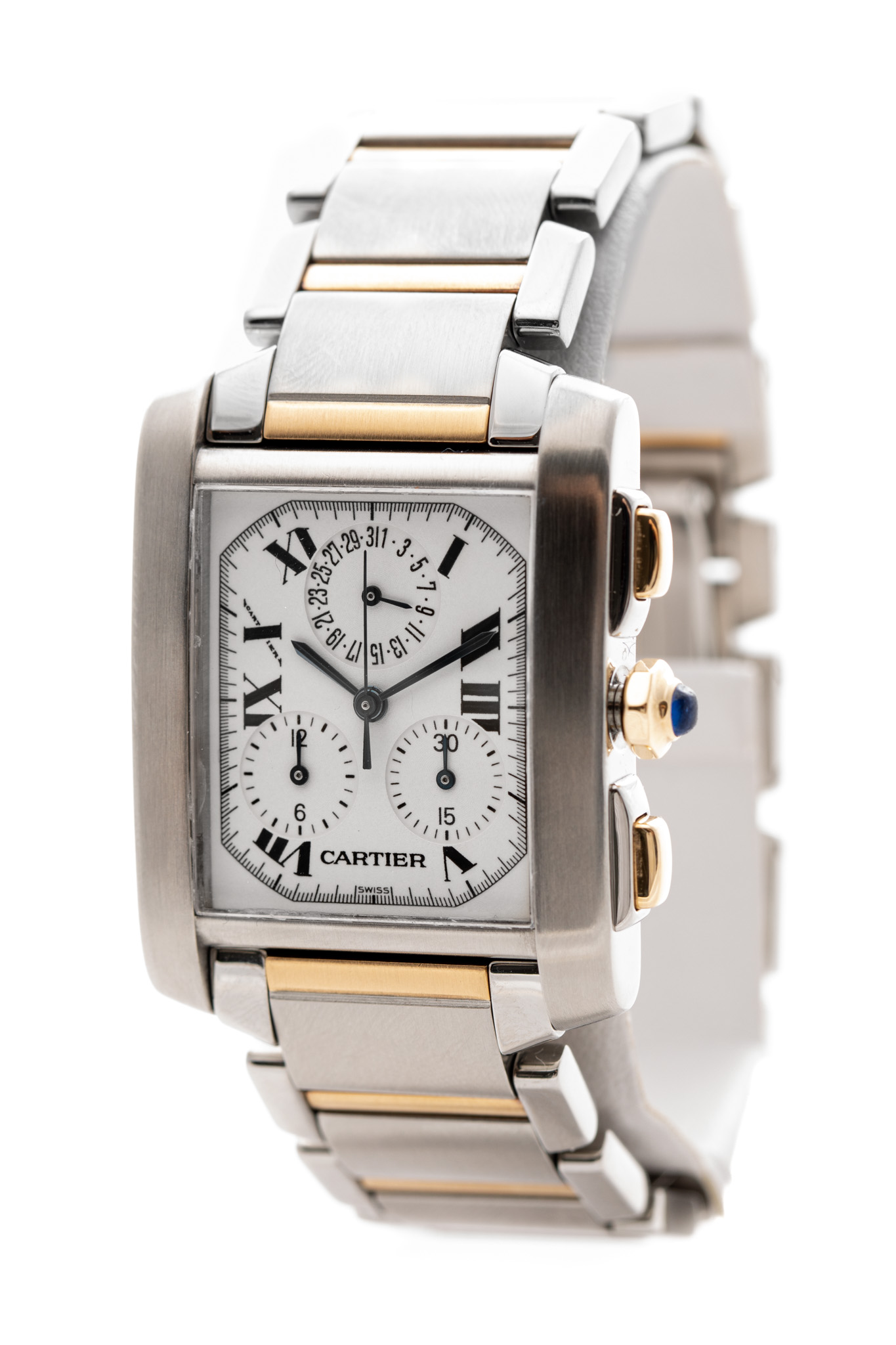 CARTIER TANK FRANCAISE CHRONOGRAPH 28x36MM 18K YELLOW GOLD&STEEL REF: 2303