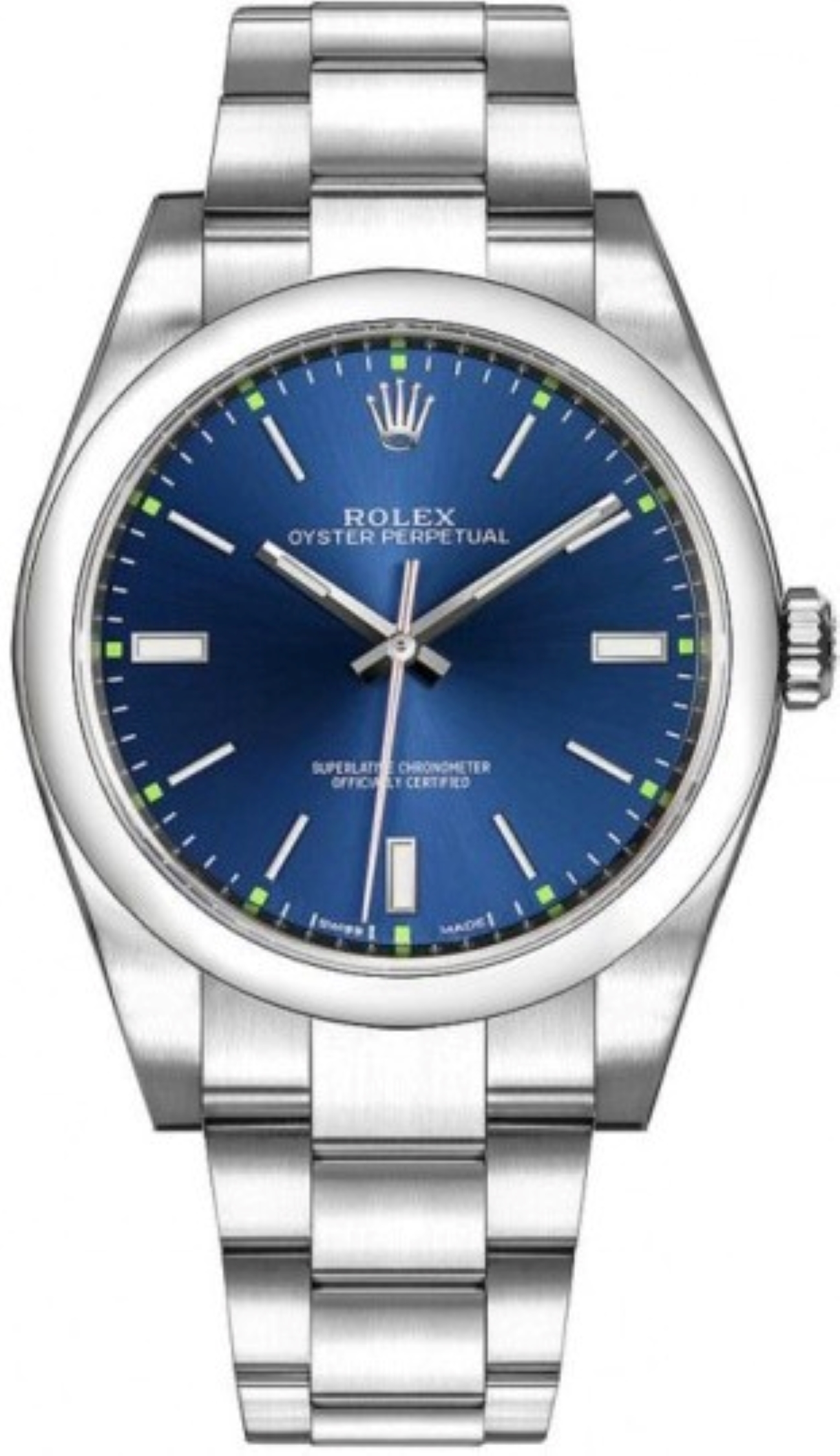 ROLEX OYSTER PERPETUAL BLUE DIAL STEEL 39MM REF: 114300