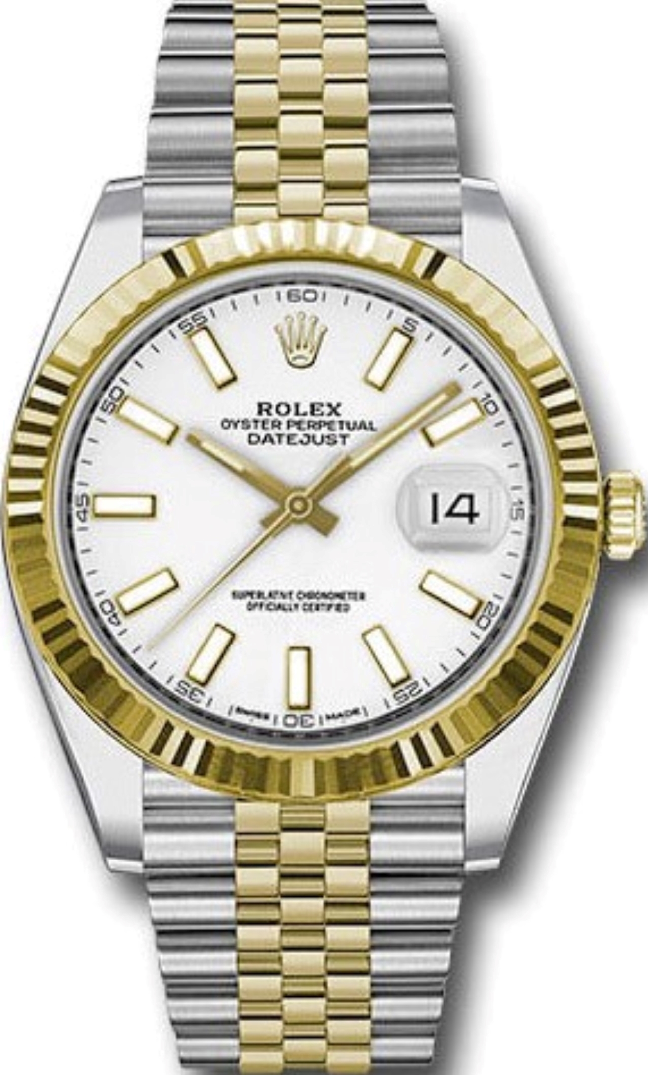 ROLEX DATEJUST YELLOW GOLD&STEEL WHITE DIAL 41MM REF: 126333