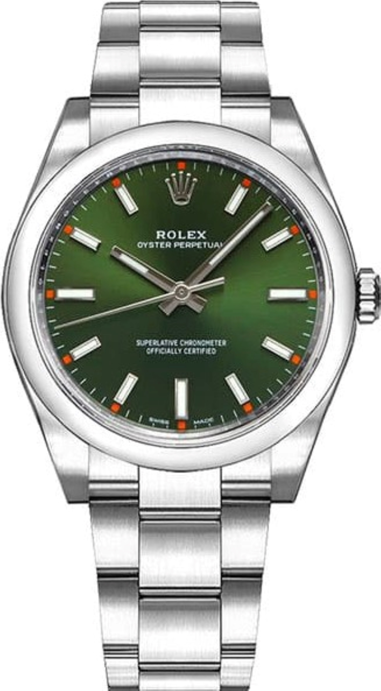 ROLEX OYSTER PERPETUAL 34MM GREEN DIAL AUTOMATIC REF: 114200