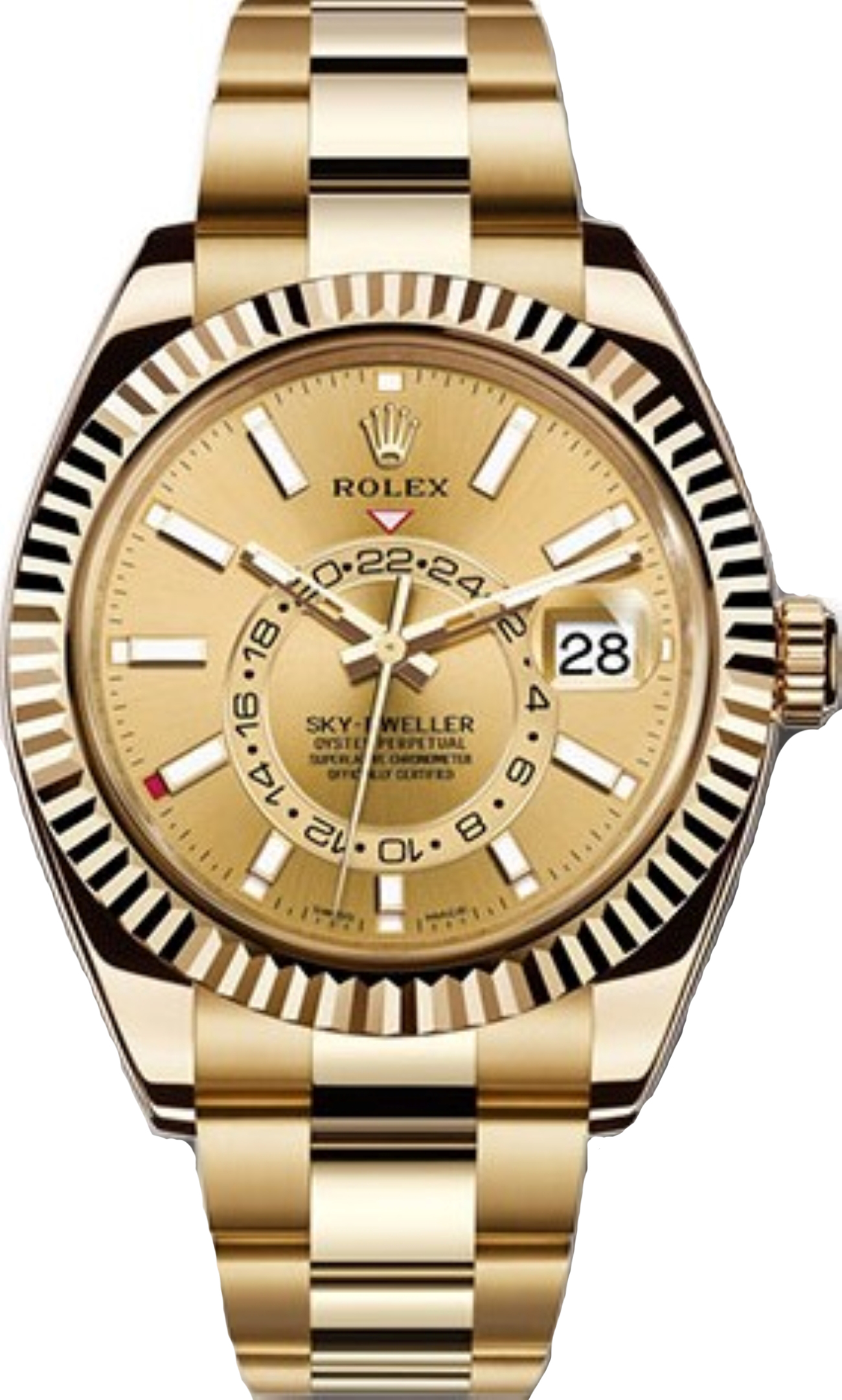 ROLEX SKY-DWELLER 42MM YELLOW GOLD CHAMPAGNE DIAL REF: 326938