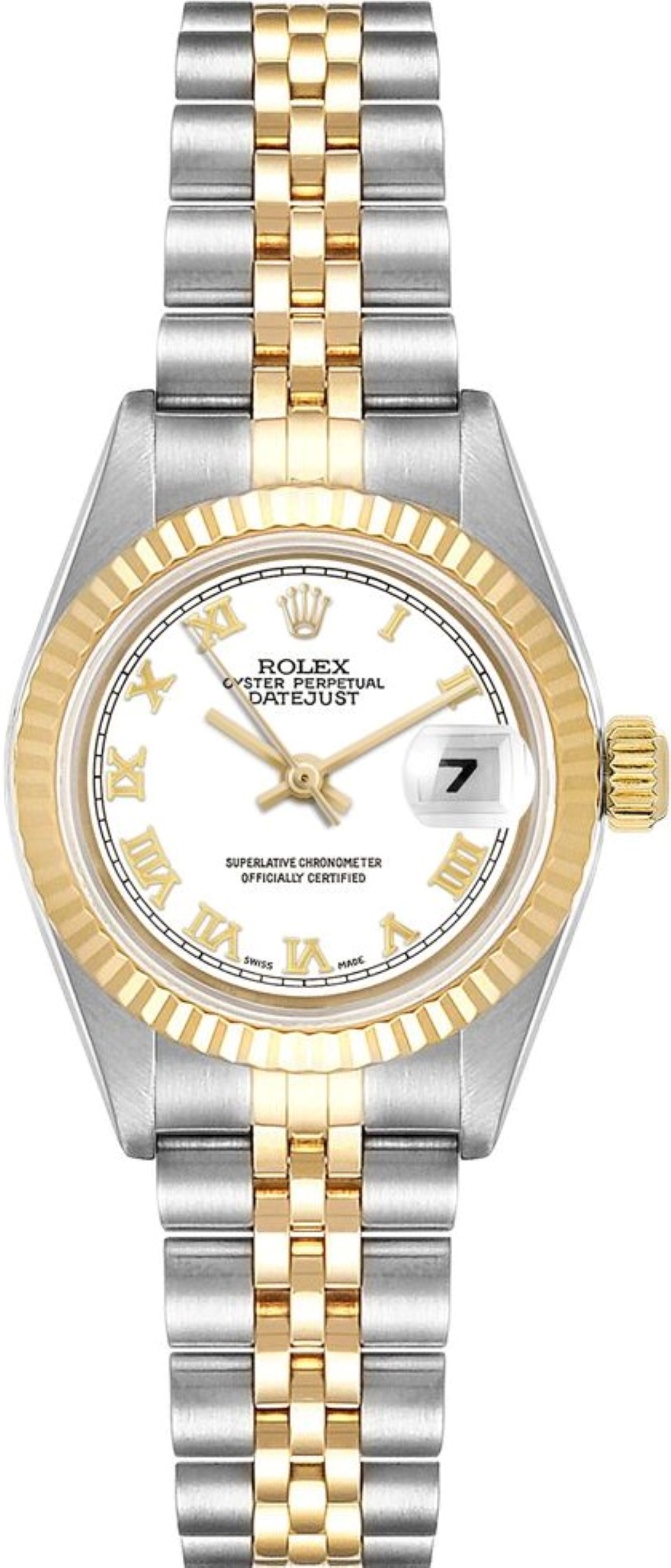 ROLEX LADY DATEJUST 28 YELLOW GOLD&STEEL WHITE DIAL JUBILEE REF: 179174