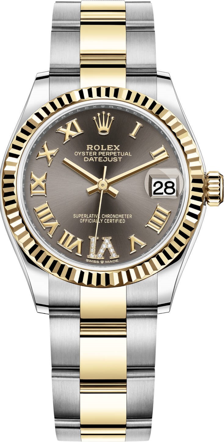 ROLEX DATEJUST 31 YELLOW GOLD&STEEL BROWN DIAL OYSTER AUTOMATIC REF: 278273