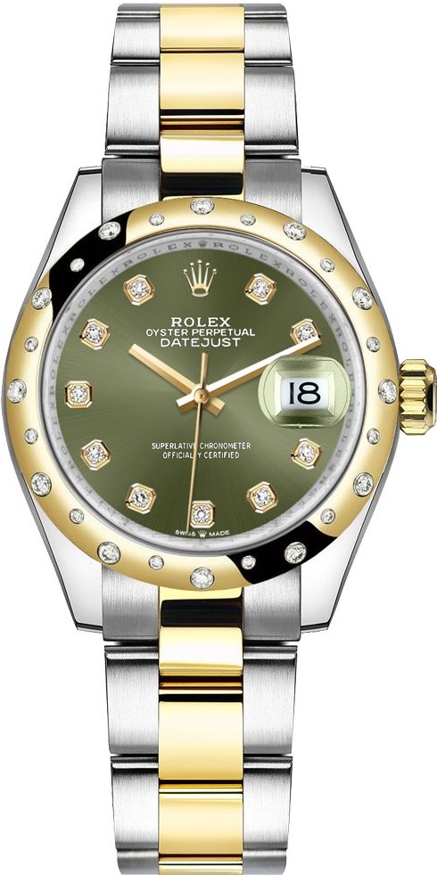ROLEX DATEJUST 31 YELLOW GOLD&STEEL OLIVE DIAL OYSTER AUTOMATIC REF: 278273RBR