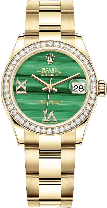 ROLEX DATEJUST 31 YELLOW GOLD&STEEL GREEN DIAL OYSTER REF: 278288RBR