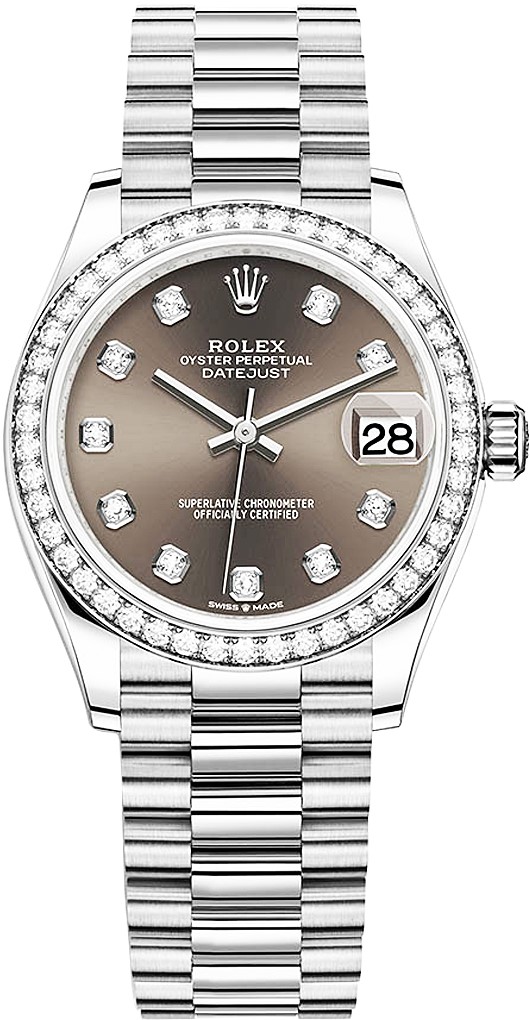 ROLEX DATEJUST 31 WHITE GOLD&STEEL GREY DIAL PRESIDENT REF: 278289RBR 