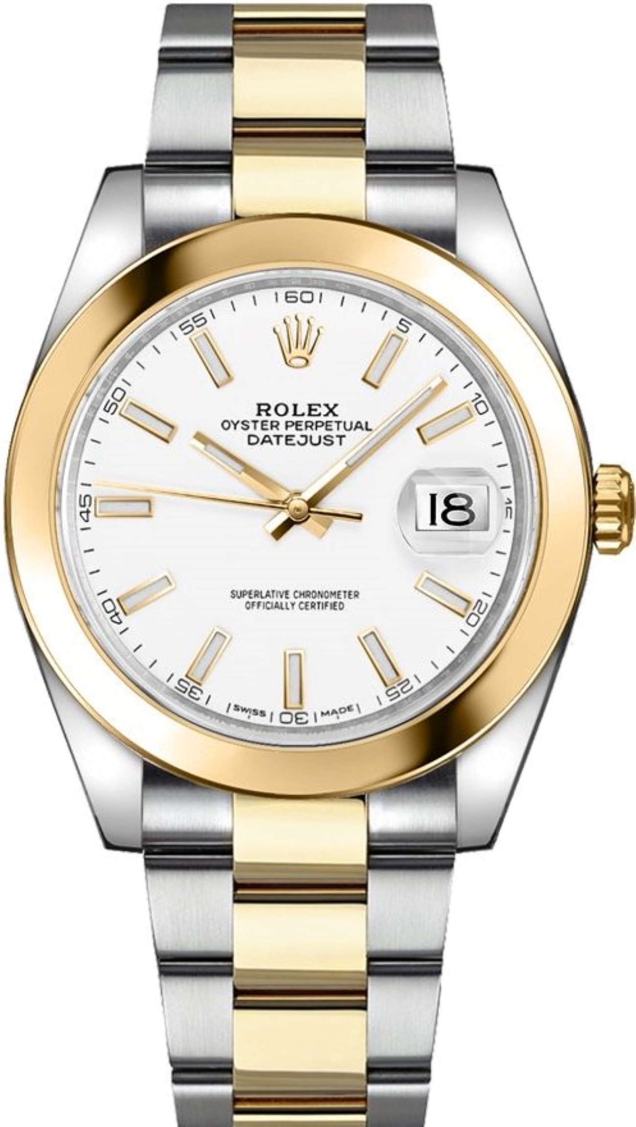ROLEX DATEJUST 41 YELLOW GOLD&STEEL WHITE DIAL OYSTER AUTOMATIC REF: 126303