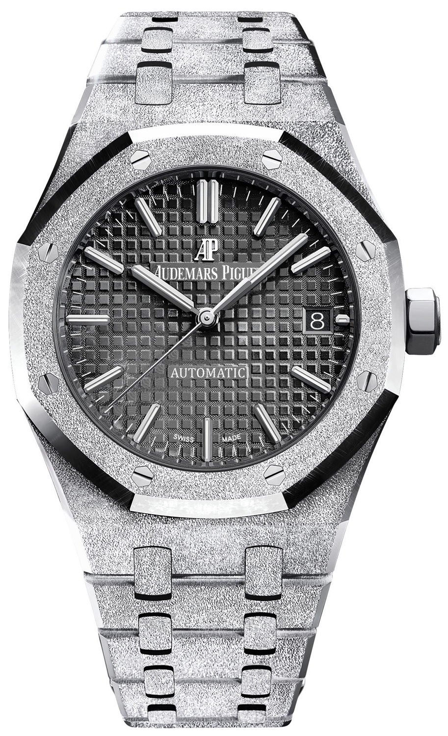 AUDEMARS PIGUET ROYAL OAK 37MM FROSTED WHITE GOLD GREY DIAL REF: 15454BC.GG.1259BC.03