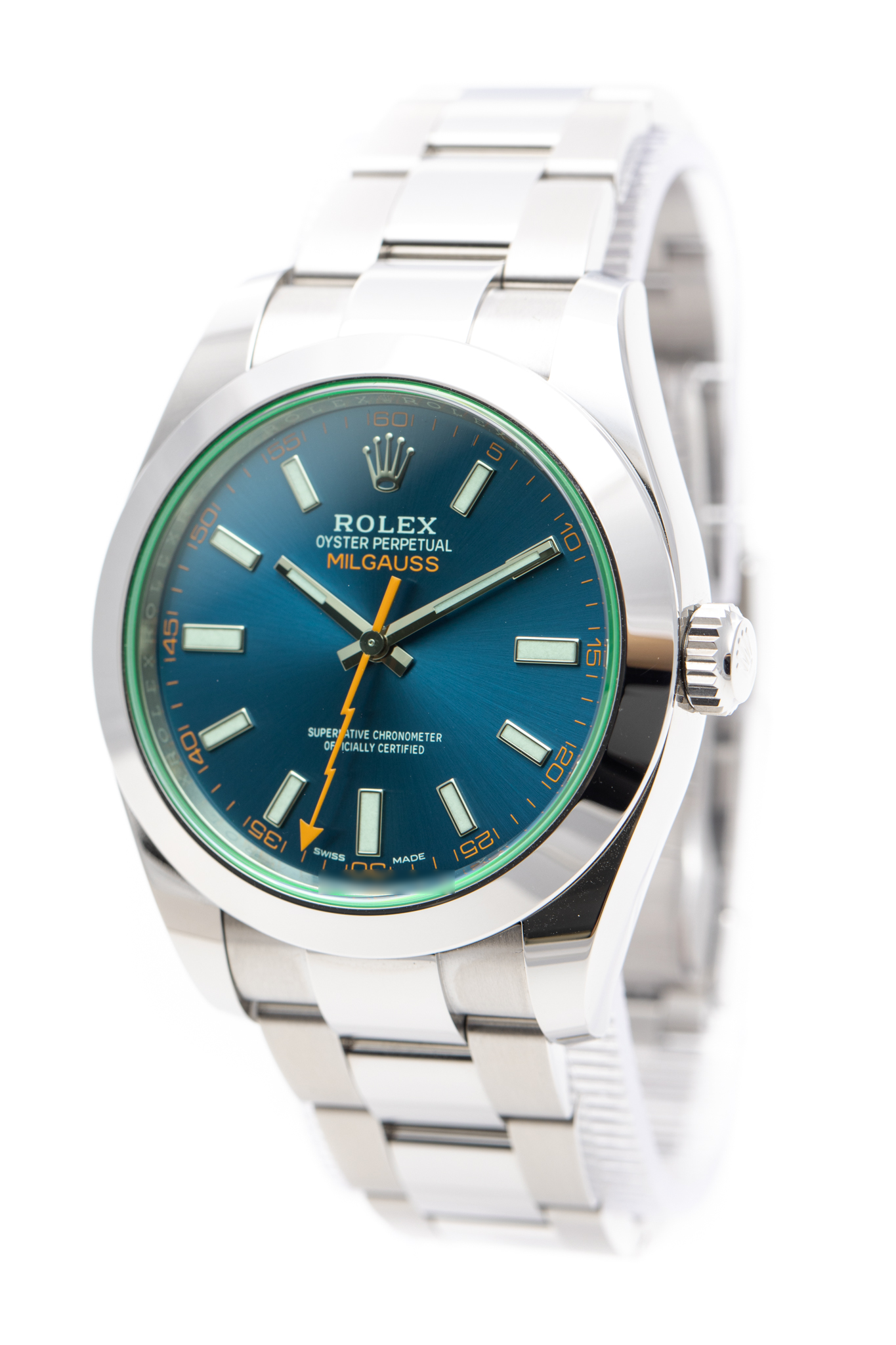 ROLEX MILGAUSS 40MM STAINLESS STEEL BLUE DIAL AUTOMATIC REF:116400GV
