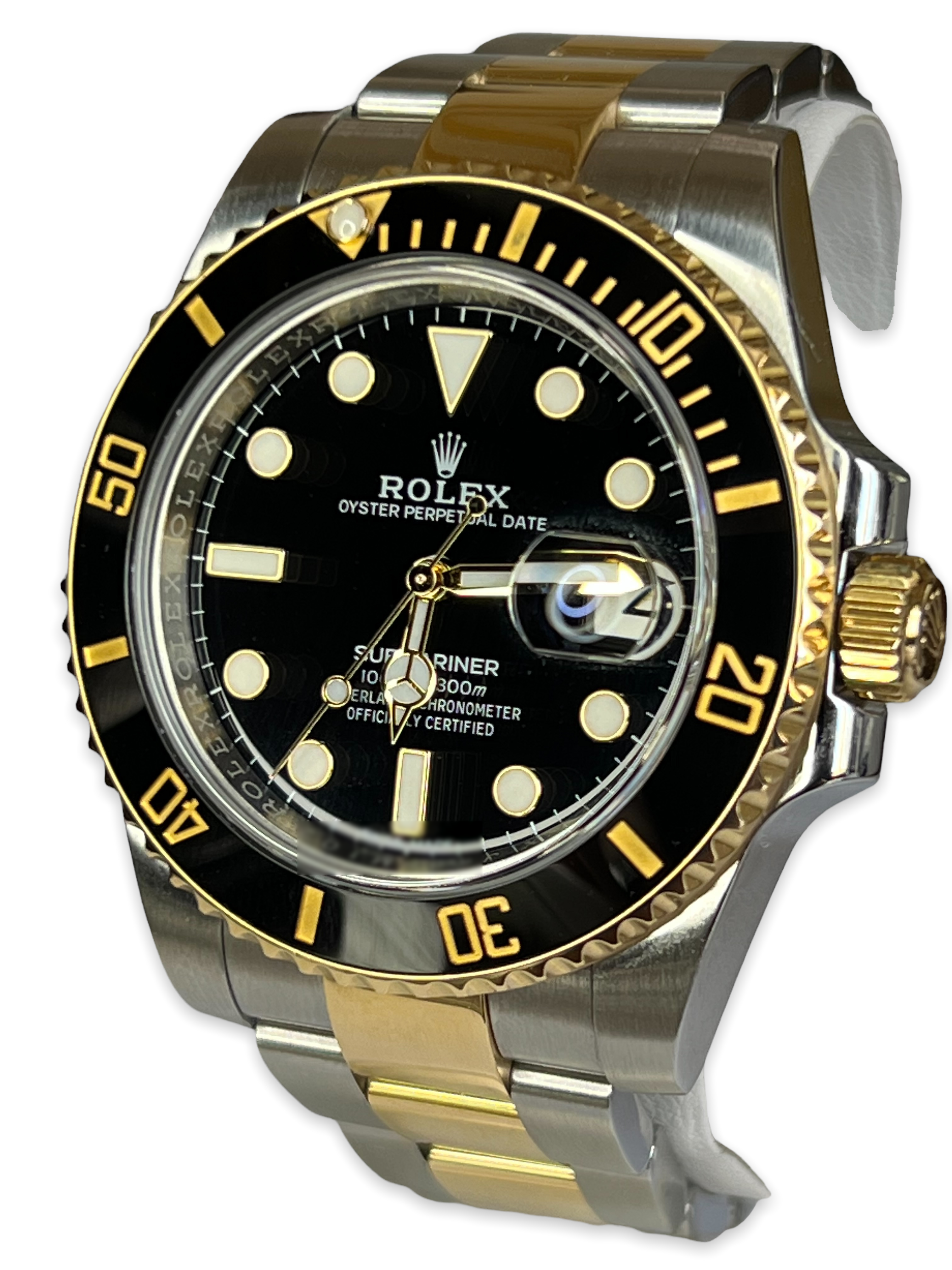 ROLEX SUBMARINER DATE 40MM CERAMIC BEZEL TWO-TONE STAINLESS STEEL&GOLD BLACK DIAL REF: 116613