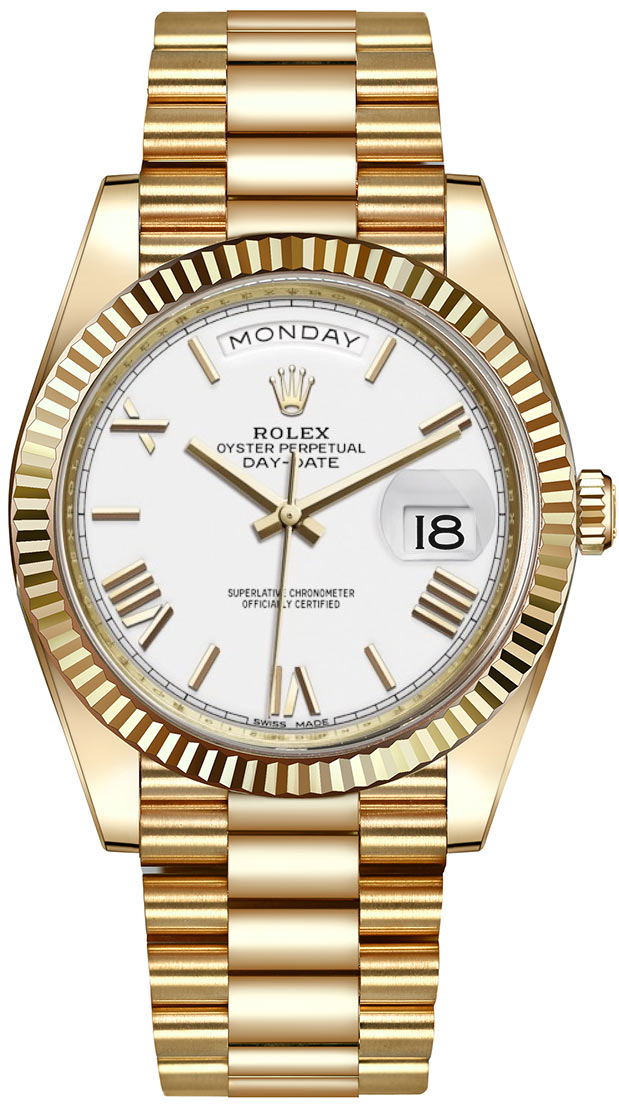 ROLEX DAY-DATE 40 YELLOW GOLD WHITE ROMAN DIAL PRESIDENT REF: 228238
