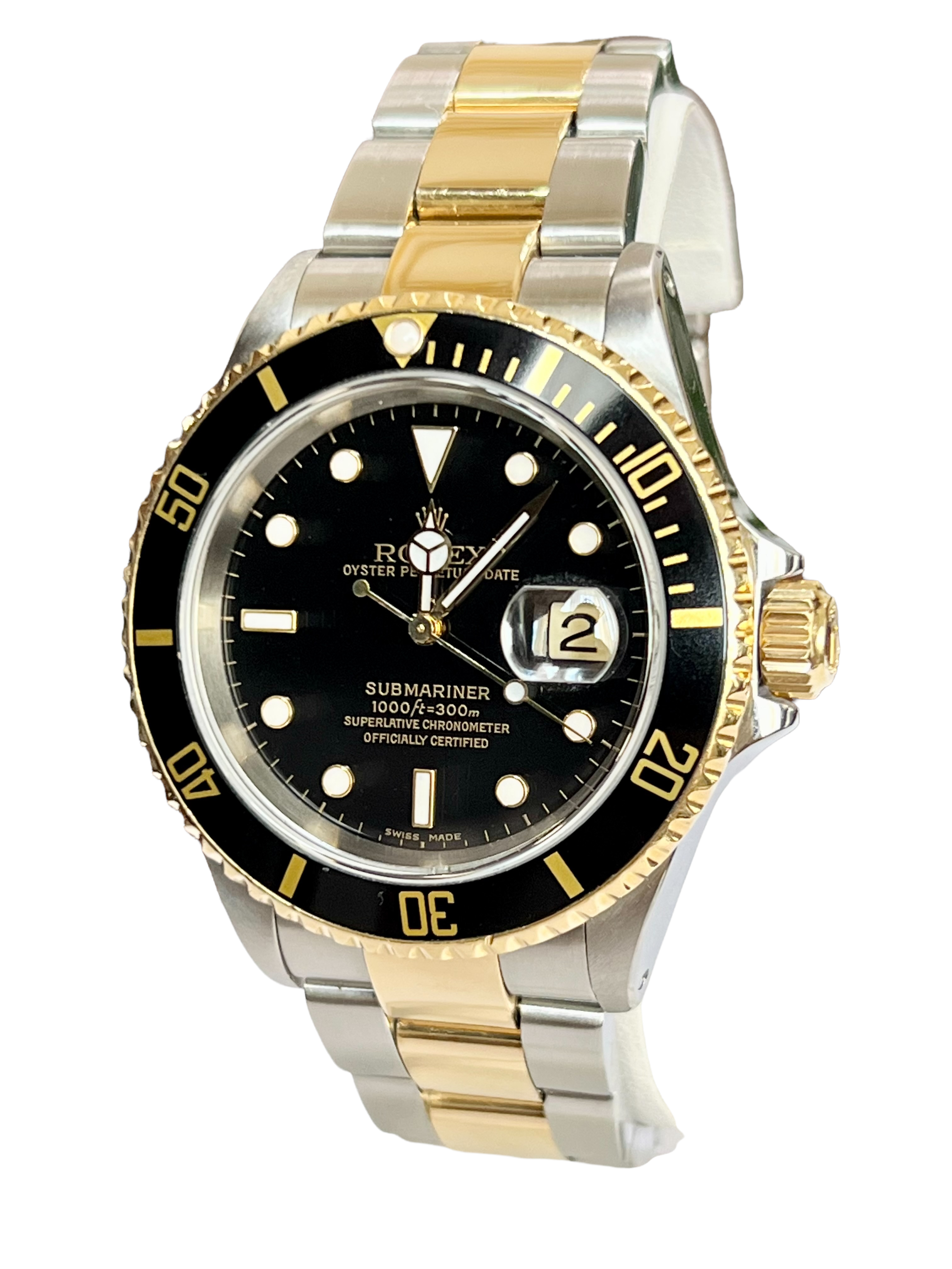 ROLEX SUBMARINER DATE 40MM TWO TONE BLACK DIAL AUTOMATIC REF: 16613
